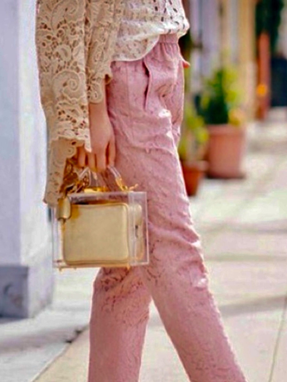 J. Crew Pink Lace Cropped Pants J. Crew Dusty Rose Lace Pants